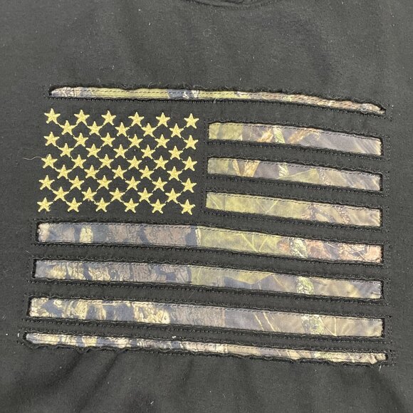 Mossy Oak Hoodie Sweatshirt Mens XL Camo Flag Pullover Hooded Outdoors Black - Picture 6 of 9